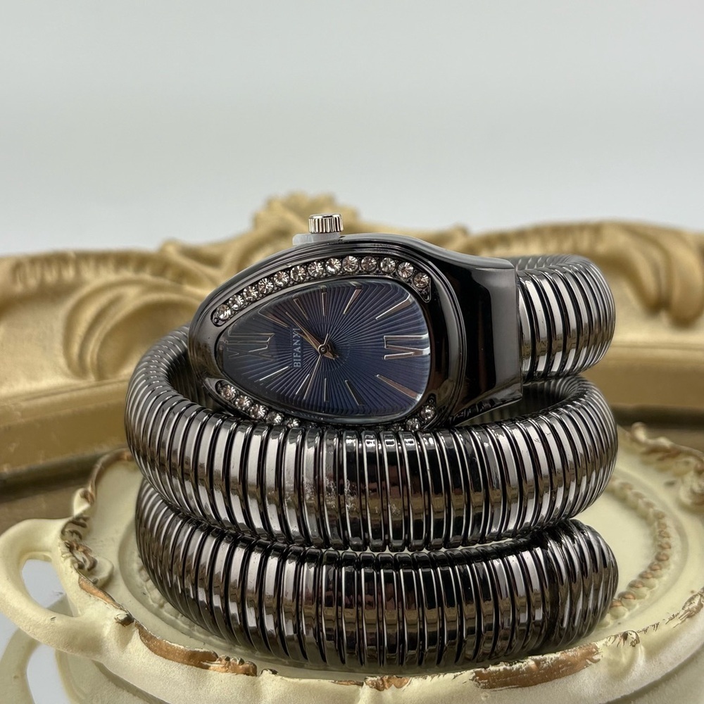 Serpenti Wrap Bracelet Watch – Black-Gray Tone / Dark Blue Dial ✨ - Picture 4 of 15